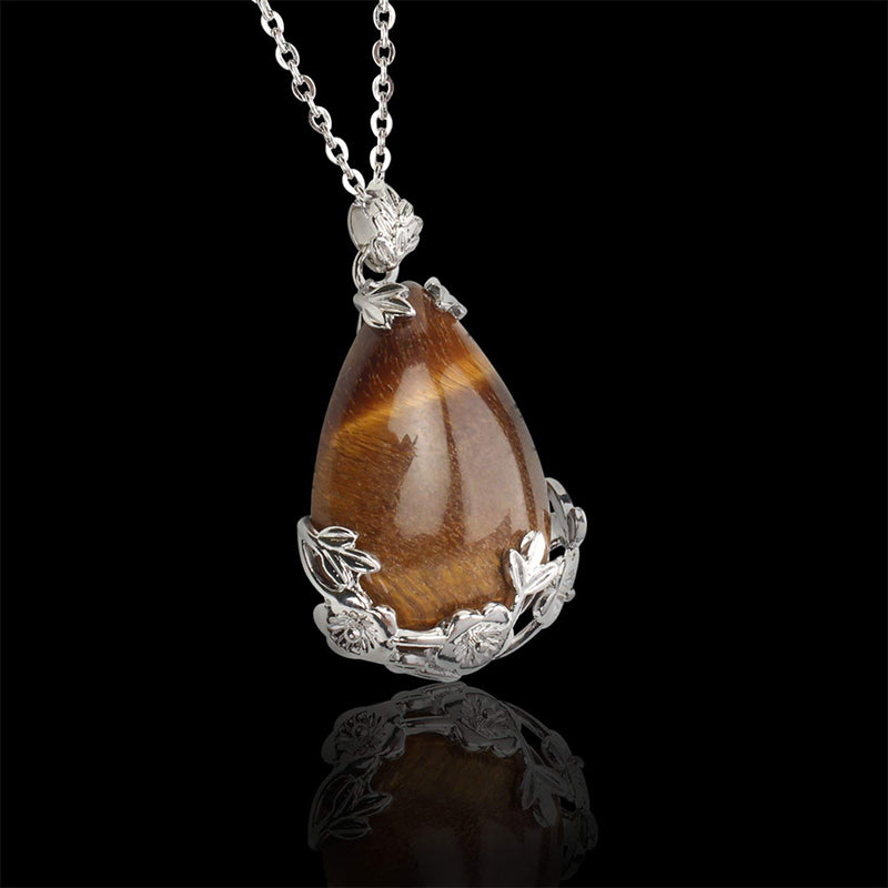 Natural Stone Water Drop Plum Necklace