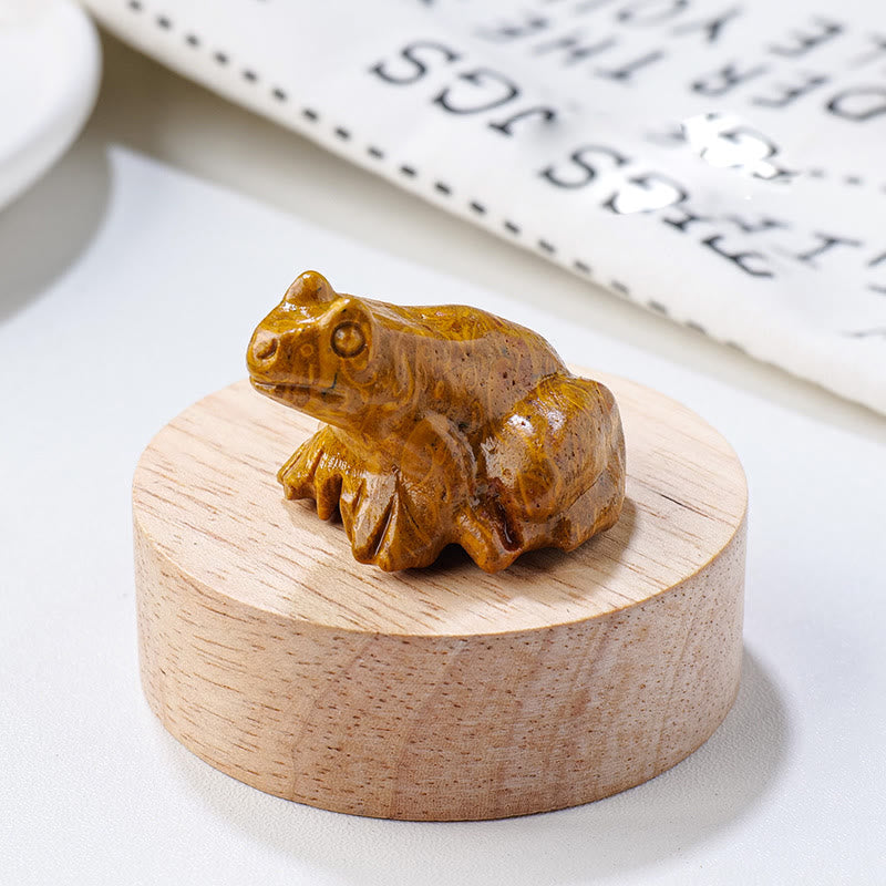 Olivenorma Serene Spirit Gemstone Frog Gemstone Decoration - Picture Jasper - With Card - image 25