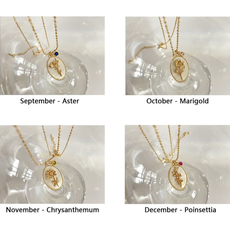 Olivenorma Birth Stone With Birth Flower Necklace - image 19