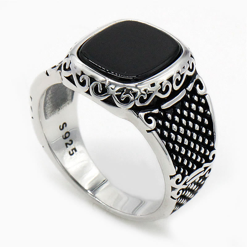 Olivenorma Black Onyx Men Silver Cool Gift Ring