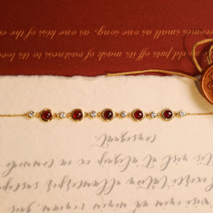 Olivenorma Natural Garnet Good Luck Gold Bracelet - image 5