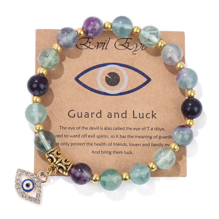 Olivenorma Natural Stone Bead Evil Eye Pendant Bracelet