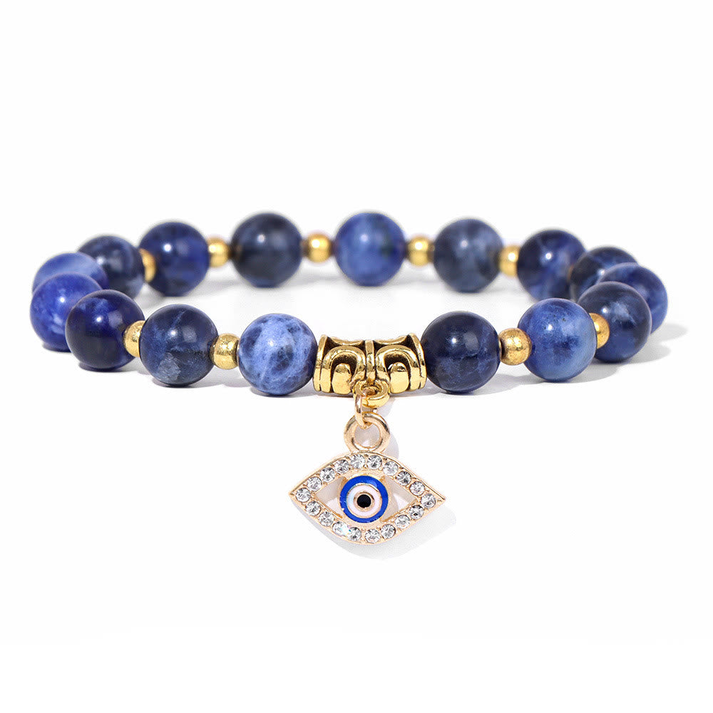 Olivenorma Natural Stone Beaded Evil Eye Pendant Bracelet