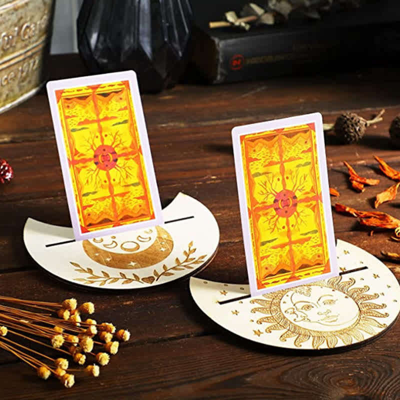 Moon And Eyes Wooden Tarot Card Holder