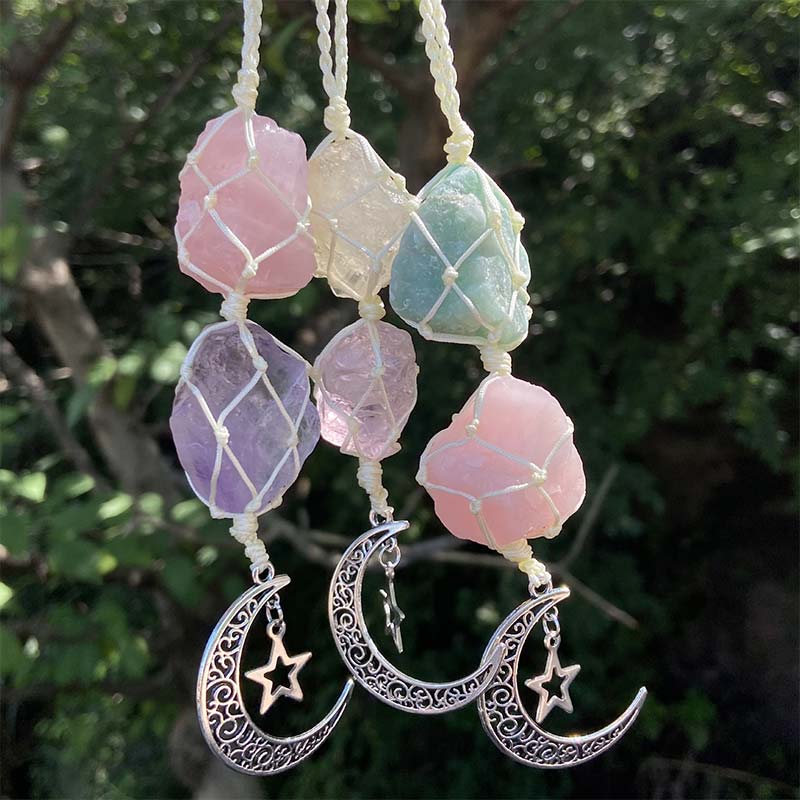 Natural Crystal Stone Moon&Star Symbol Wind Chime