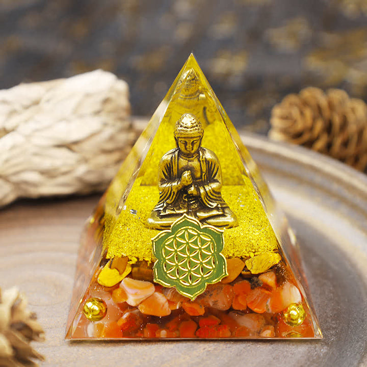 Olivenorma Red Jasper With Buddha Orgone Pyramid