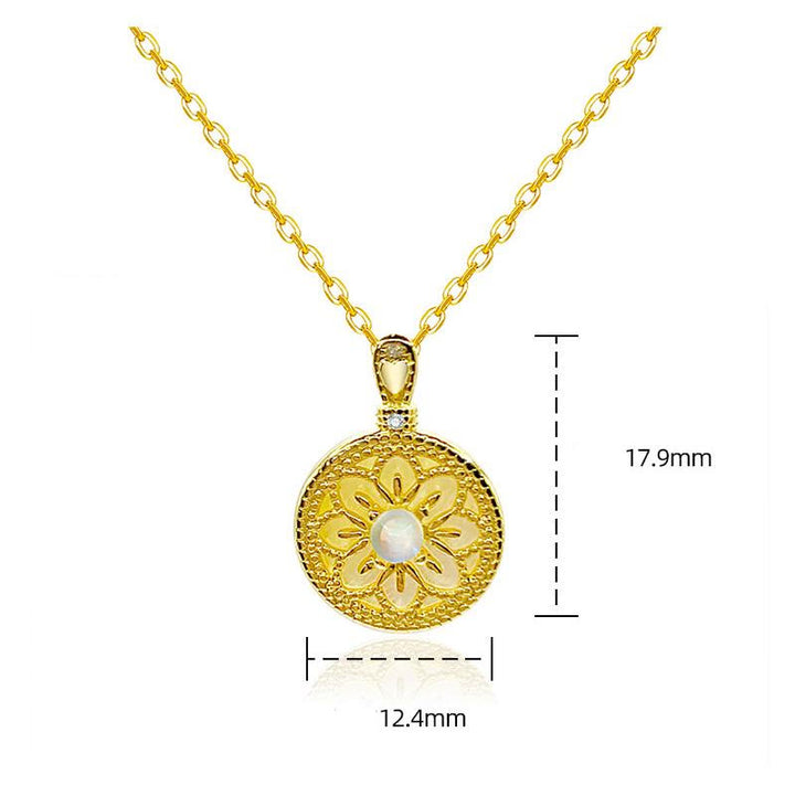 Olivenorma Moonstone Flower Round Pendant Necklace