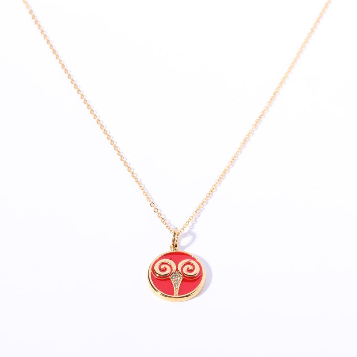 Olivenorma White Zircon Vintage Zodiac Stainless Steel 18k Necklace