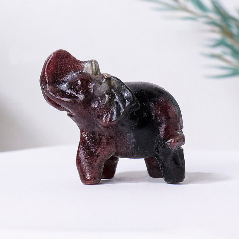 Olivenorma Natural Crystal Elephant Carving Ornament Gemstone Decoration - Garnet - image 10