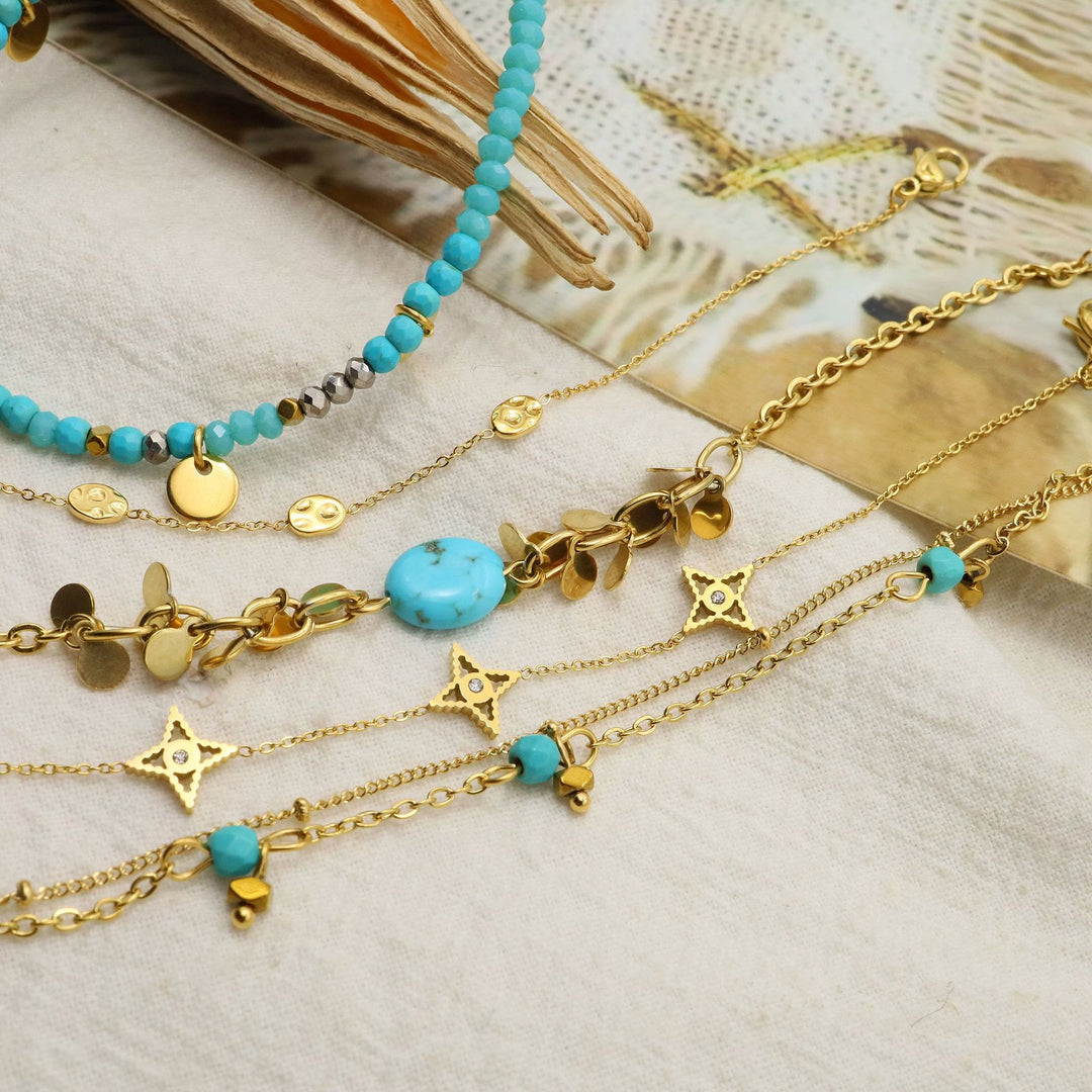 Olivenorma Natural Turquoise Star Stacking Bracelet Set