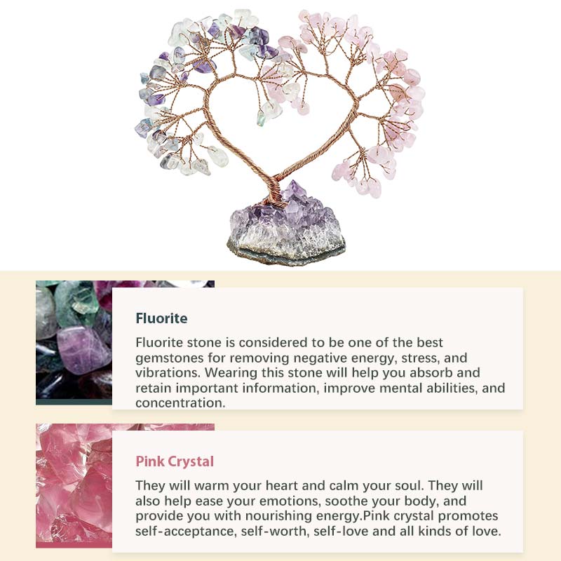 Natural Crystal Stone Love Feng Shui Tree