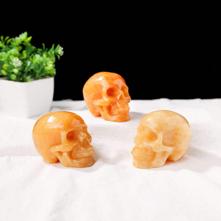 Olivenorma 3inch Yellow Aventurine Skull Head Gemstone Decoration