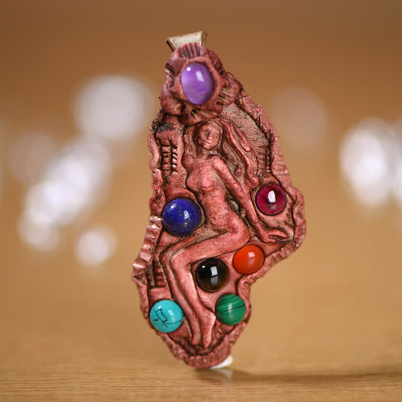 Olivenorma Natural 7 Chakra Red Pendant