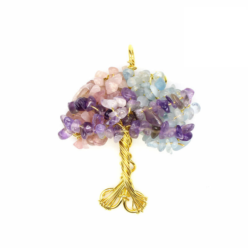 Olivenorma Crystal Gravel Chakra Tree Of Life Necklace Pendant