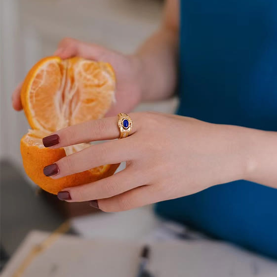 Olivenorma Vintage Lapis Lazuli Adjustable Ring