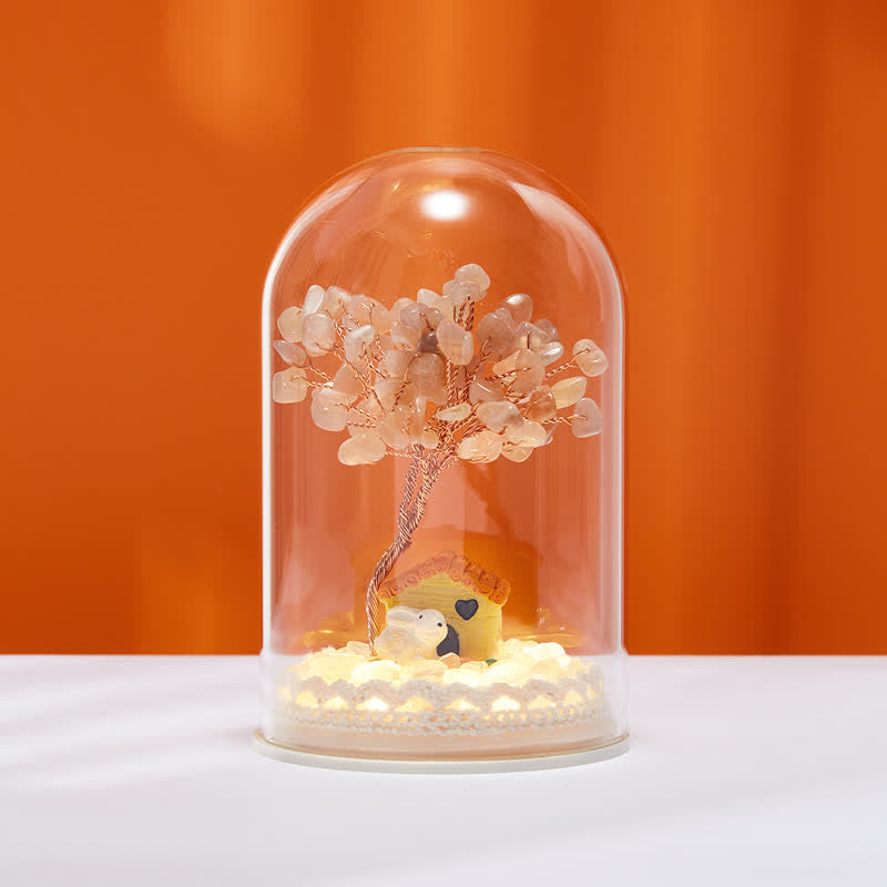 Olivenorma Natural Crystal Glass Cover Feng Shui Tree Decoration