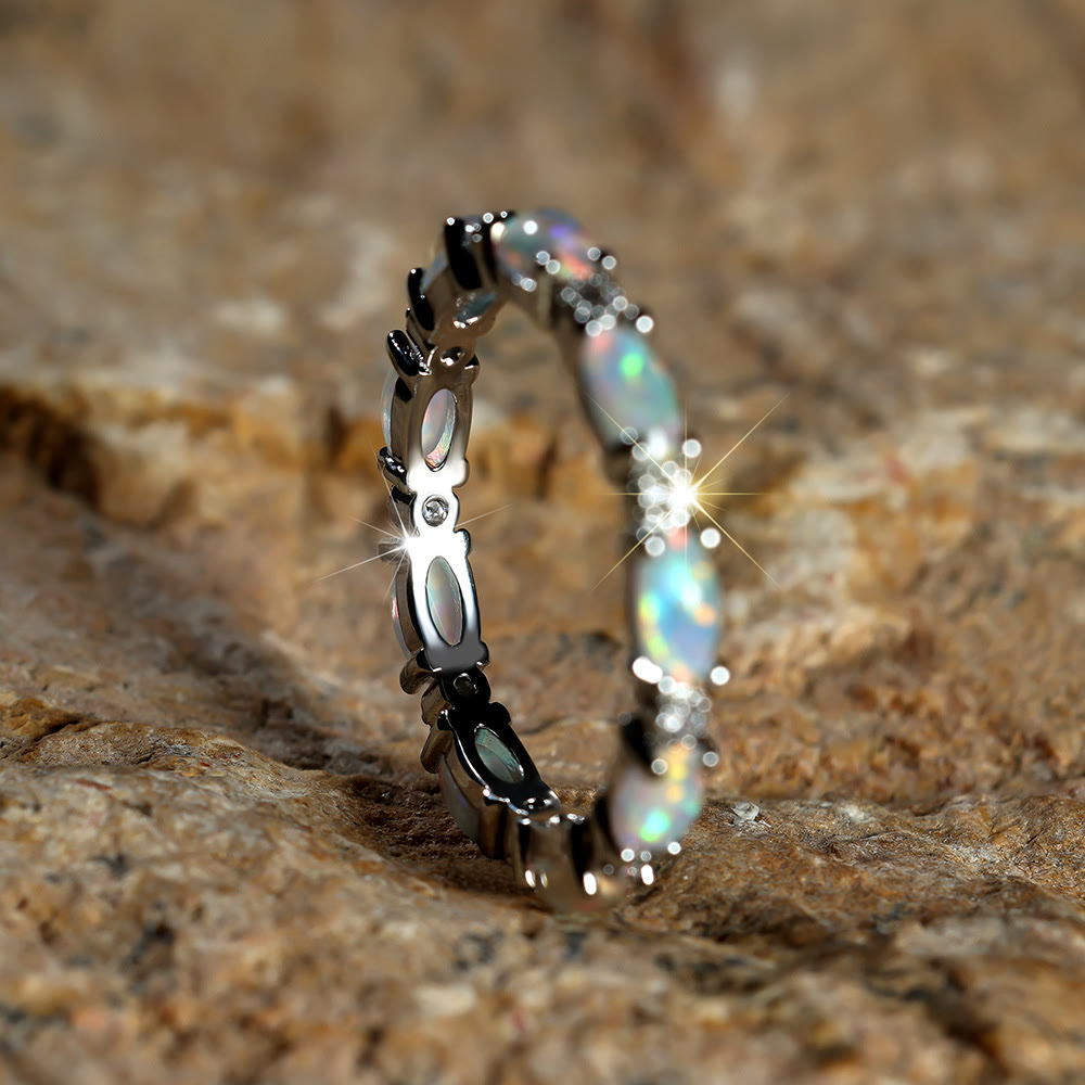 FREE Today: "Secret Energy" - Color Opal Retro Black Gold Ring - White Opal - Silver - 13 - image 0