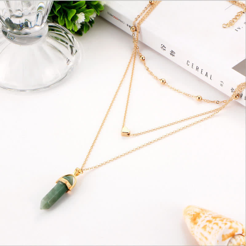 Natural Crystal Hexagonal Gemstone Necklace