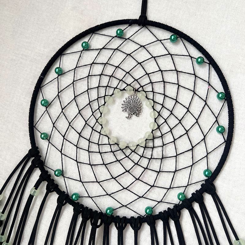 Olivenorma Glow Beads Handmade Peacock Feather Dream Catcher