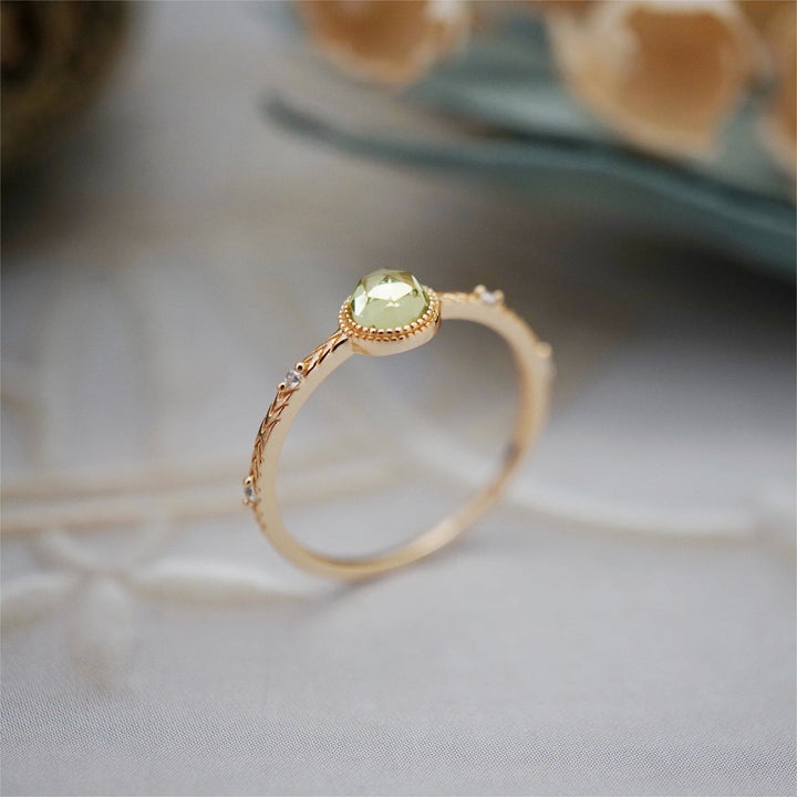 Olivenorma Natural Round Cut Green Peridot Ring